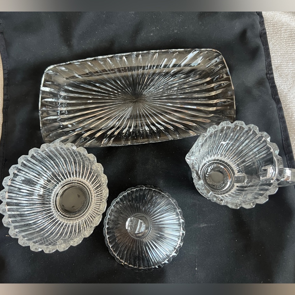 Mikasa Royal Suite Cut Crystal Covered Sugar Bowl ,Creamer , and Tray - Picture 2 of 7